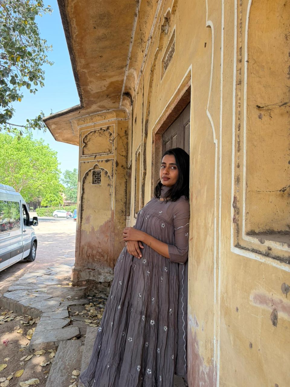 Misty Grey Flare Kurta Set