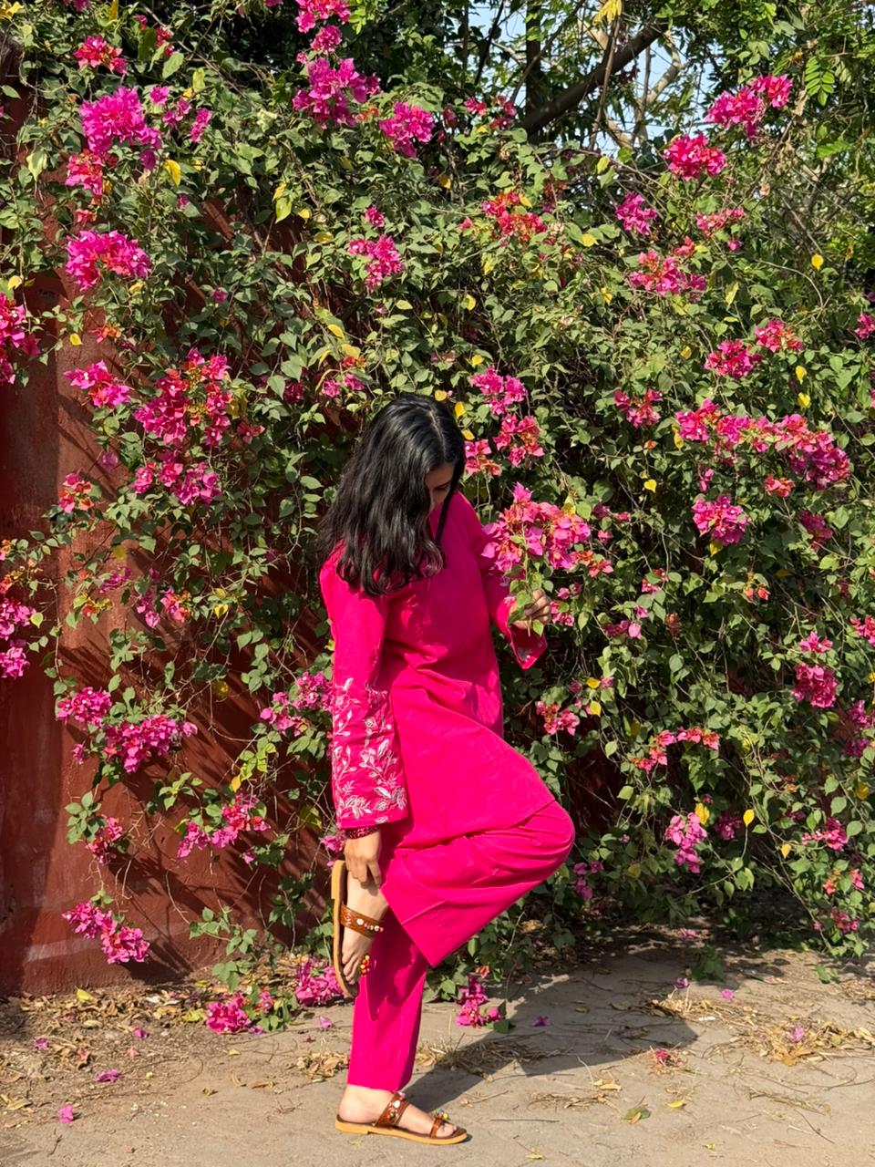 ️Pink Cotton Co-ord Set – Kurta & Pant